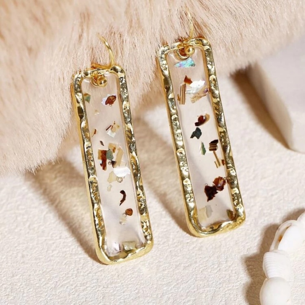 White Fox Boutique Rectangular Resin Earrings